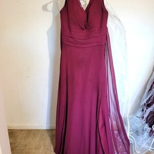 Burgundy v-neck dress